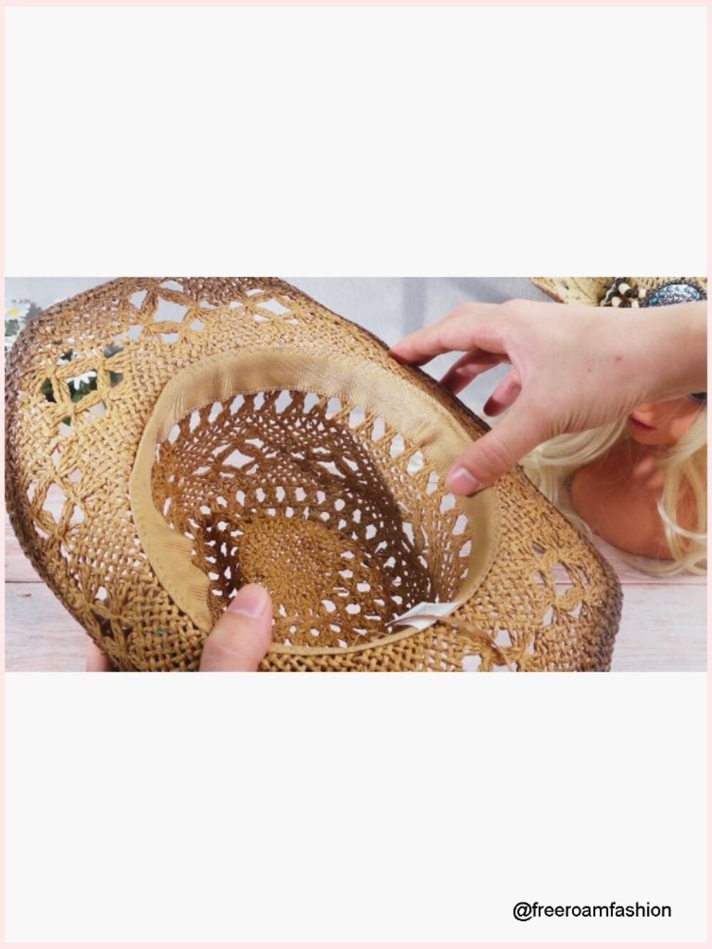 Straw Cowboy Hat Set with Shapeable Brim & Western Belts - Picture 7 of 7